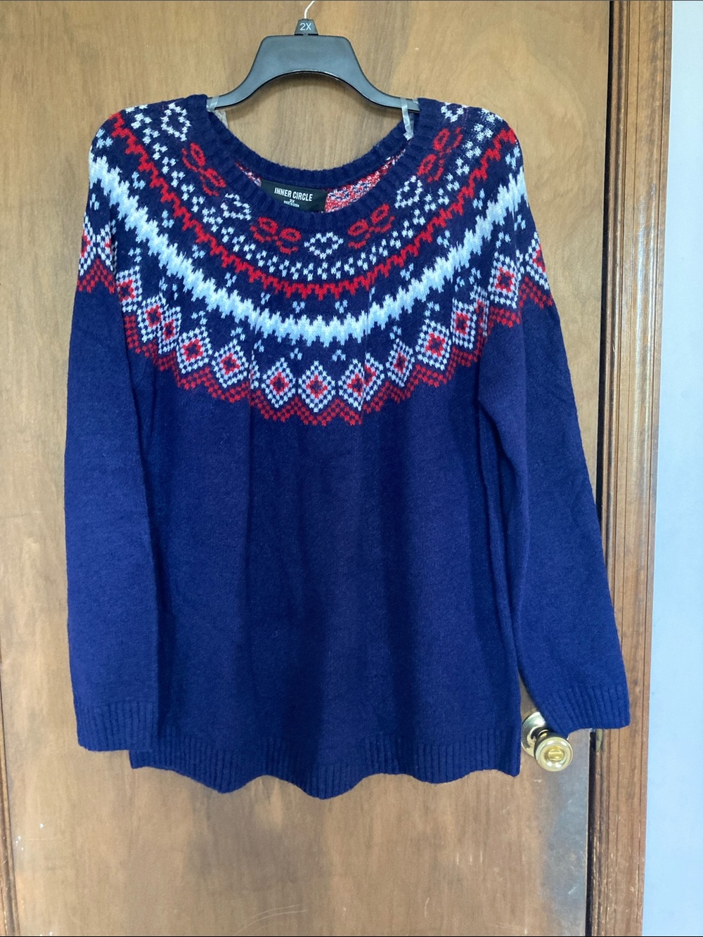 Inner circle crewneck sweater with fair isle like print casual business size 3X - Picture 4 of 17